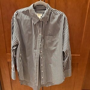 Maeve Anthropologie Bennet Buttondown Shirt Black Stripe Oversized Button Down M
